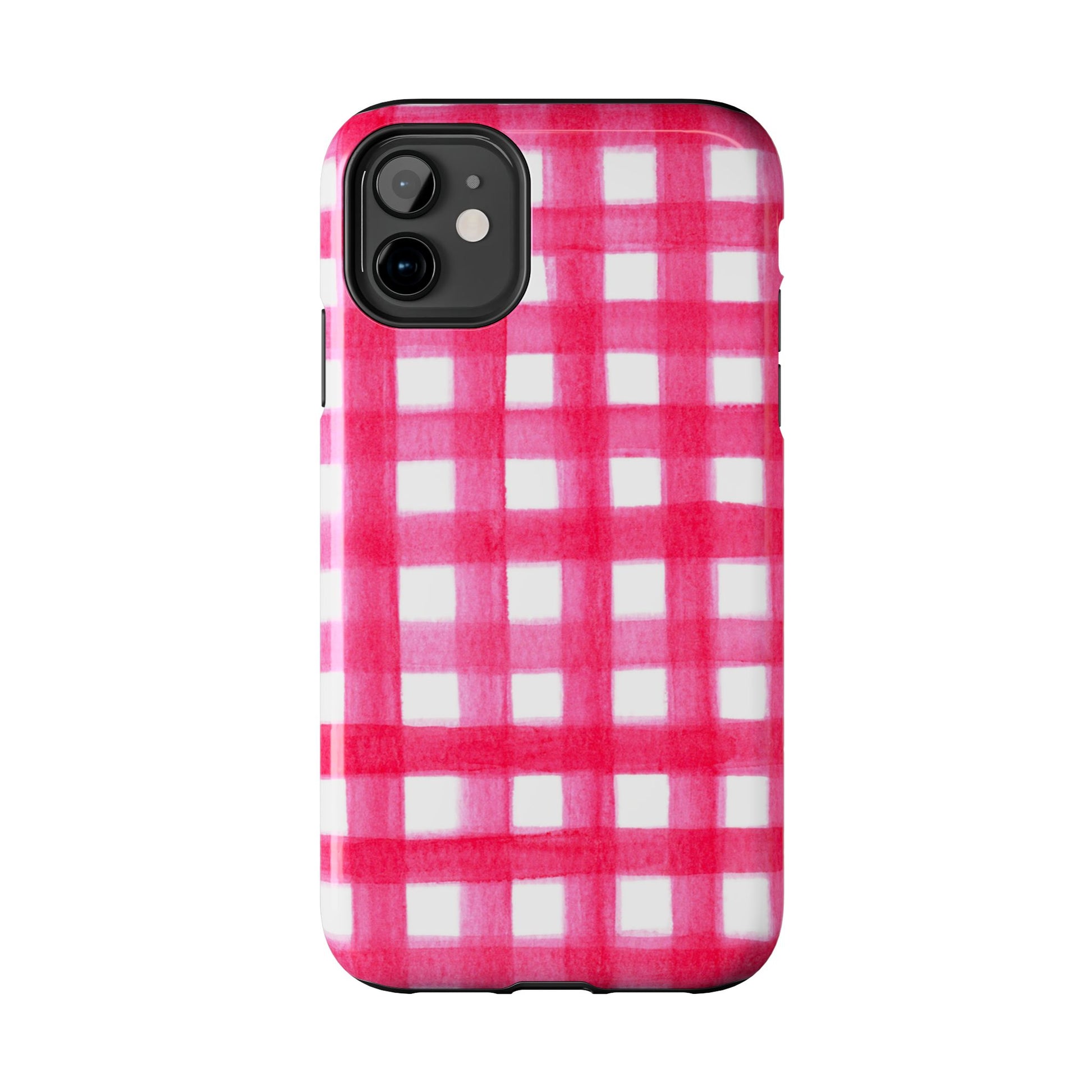 Hot Pink Gingham Watercolor Preppy Tough Phone Case | Various models
