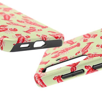 Red Lobster Watercolor Illustrated Tossed Pattern Light Yellow Tough Phone Case | Various Models