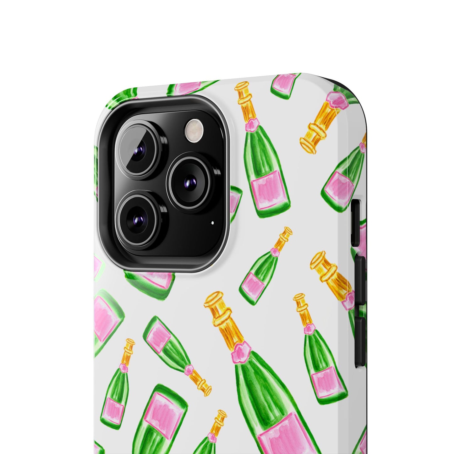 Copy of Tossed Pink and Green Watercolor Illustrated Champagne Bottles Pattern Tough Phone Case | Various Models