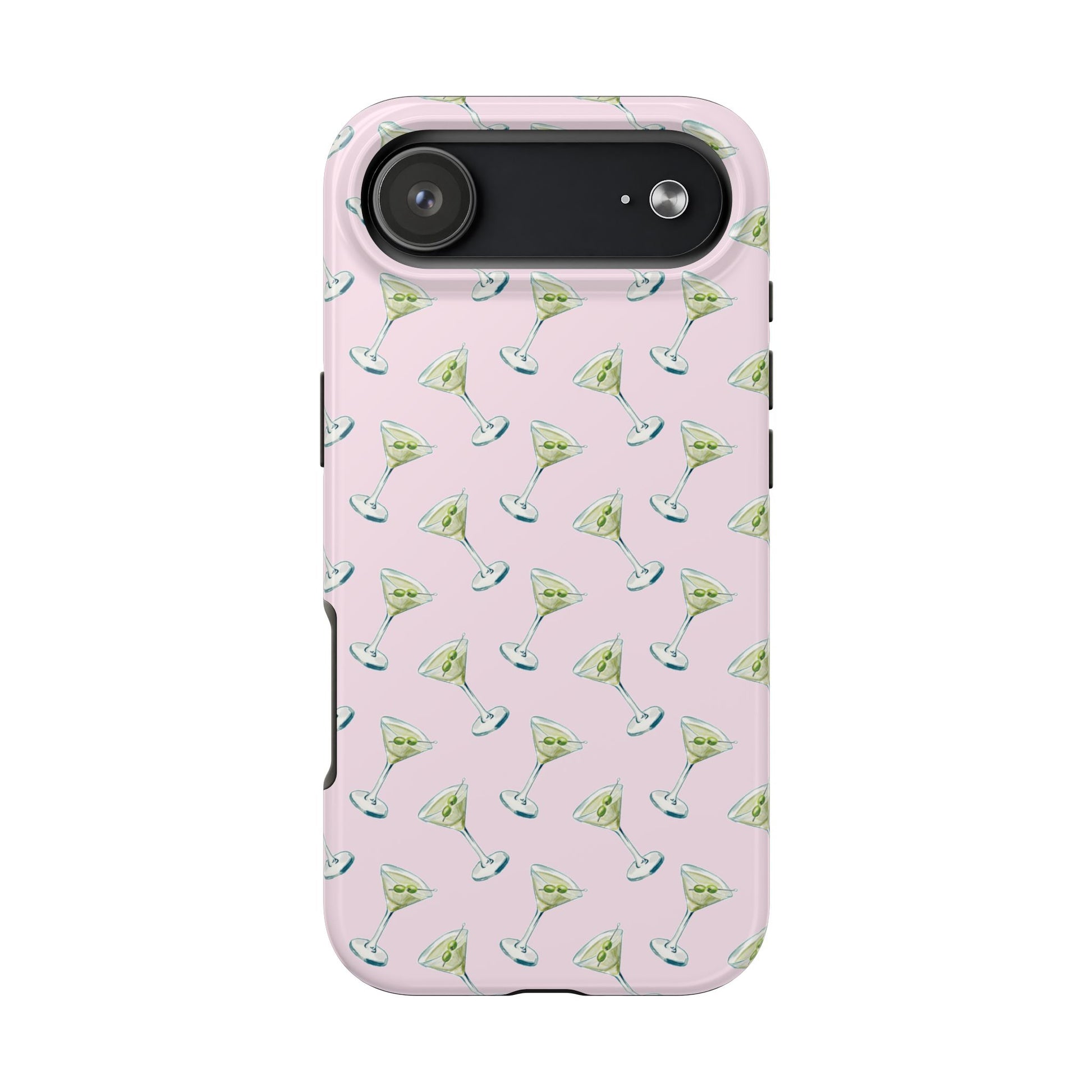 Light Pink Mini Martini Watercolor Illustrated Tossed Pattern Tough Phone Case | Various Models Available iPhone 17 Air