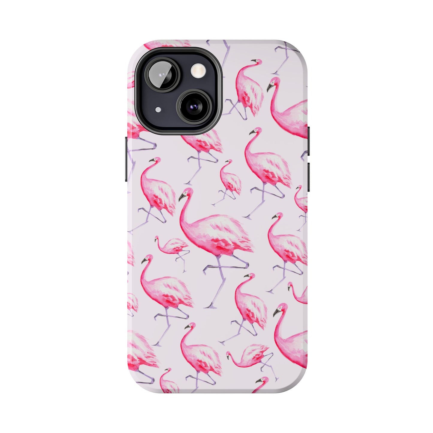Pink Flamingos Watercolor Illustrated Tossed Pattern Blush Phone Case | Various Models