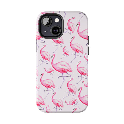 Pink Flamingos Watercolor Illustrated Tossed Pattern Blush Phone Case | Various Models
