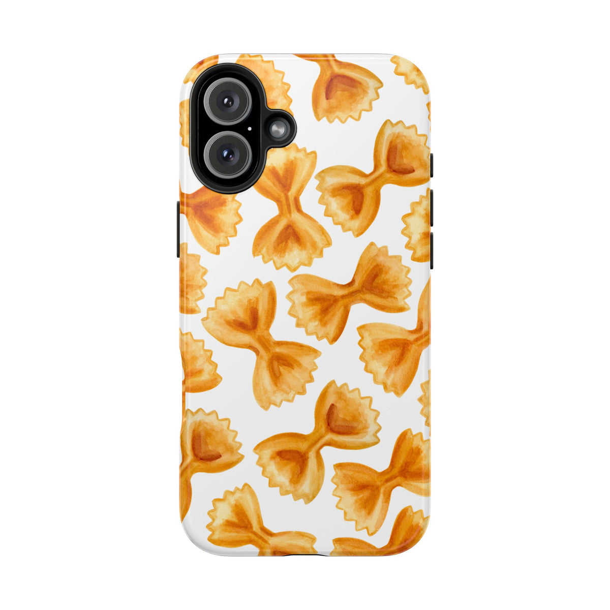 Tossed Farfalle Bow Tie Pasta Watercolor Illustrated White Tough Phone Case | Various Models iPhone 16 Plus