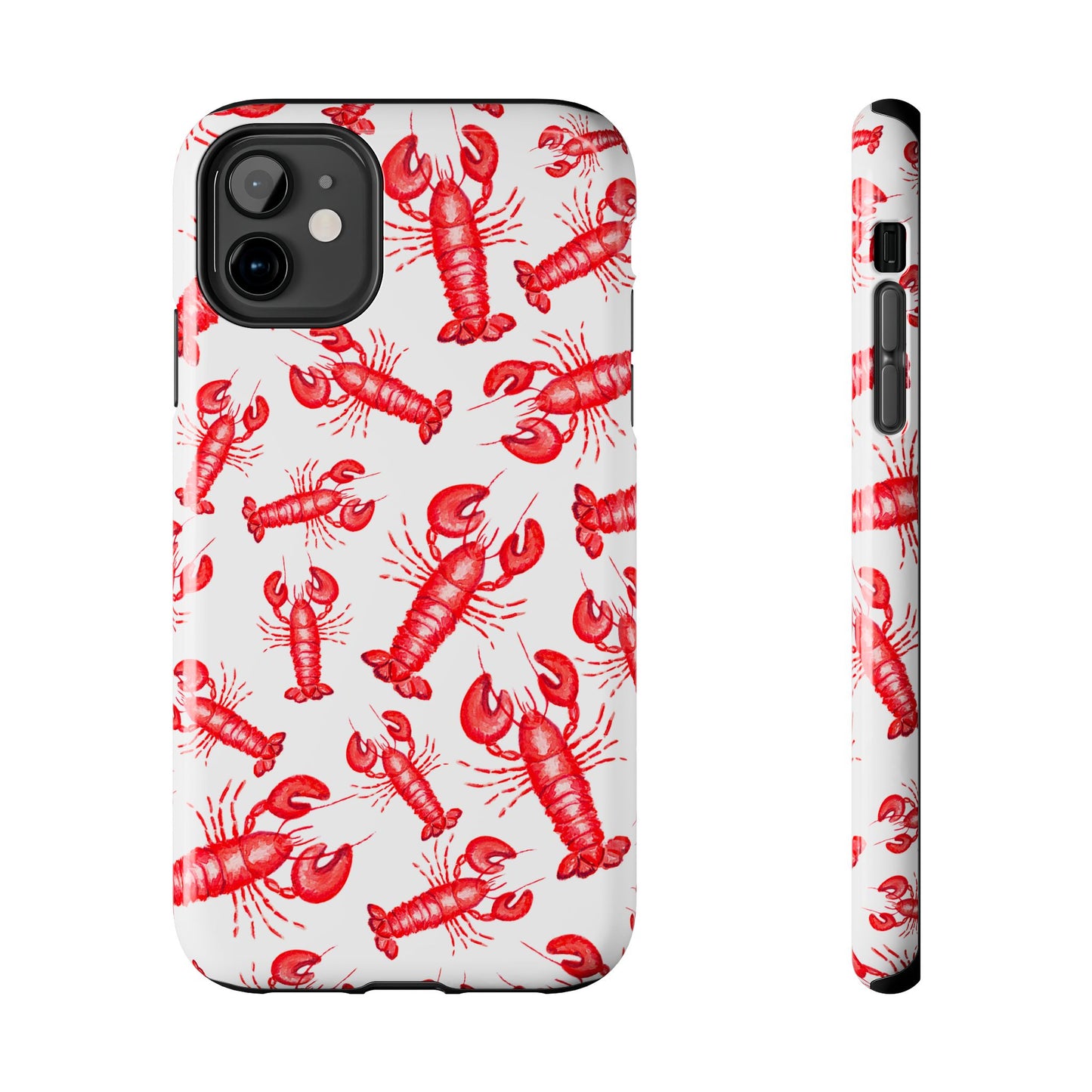 Watercolor Red Lobster Coastal Illustrated Patterned Tough Phone Case | Various Models