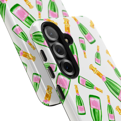 Copy of Tossed Pink and Green Watercolor Illustrated Champagne Bottles Pattern Tough Phone Case | Various Models