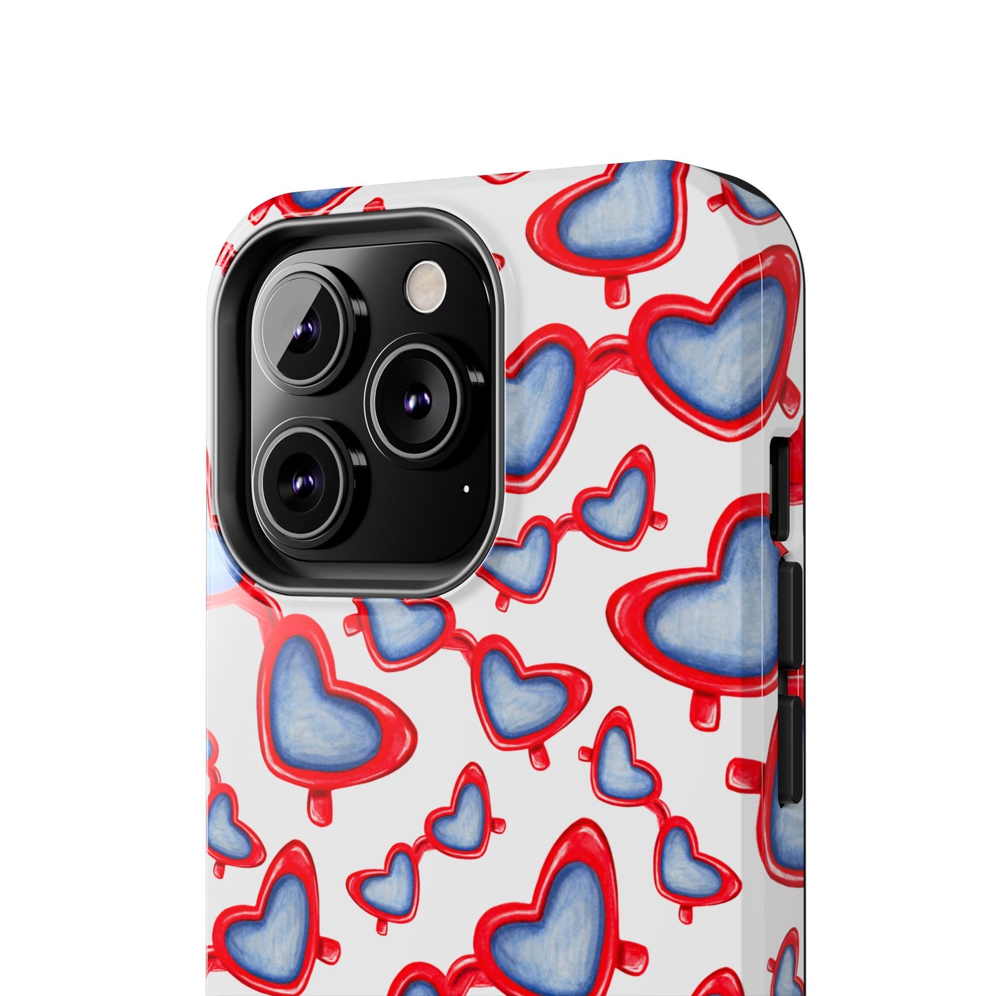 Red, White, & Blue Heart Shaped Watercolor Sunglasses Tossed Pattern Tough Phone Cases