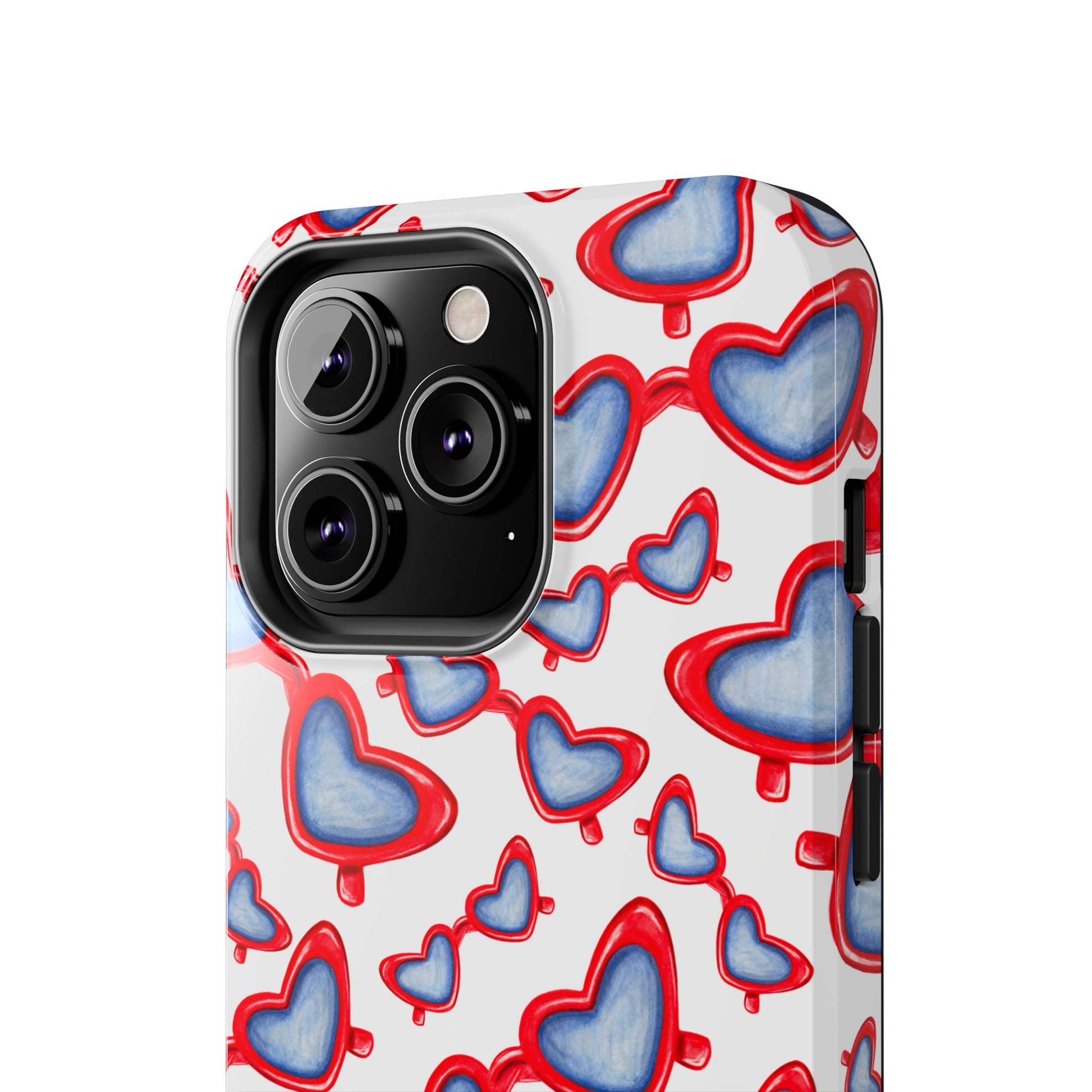 Red, White, & Blue Heart Shaped Watercolor Sunglasses Tossed Pattern Tough Phone Cases