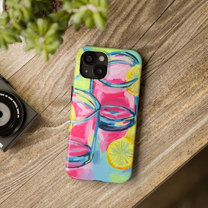 Pink Lemonade Abstract Acrylic Cocktails Tough Phone Case | Various Models Available