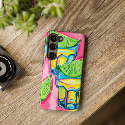 Pink Tequila Shot & Limes Acrylic Tough Phone Case | Various Models Available