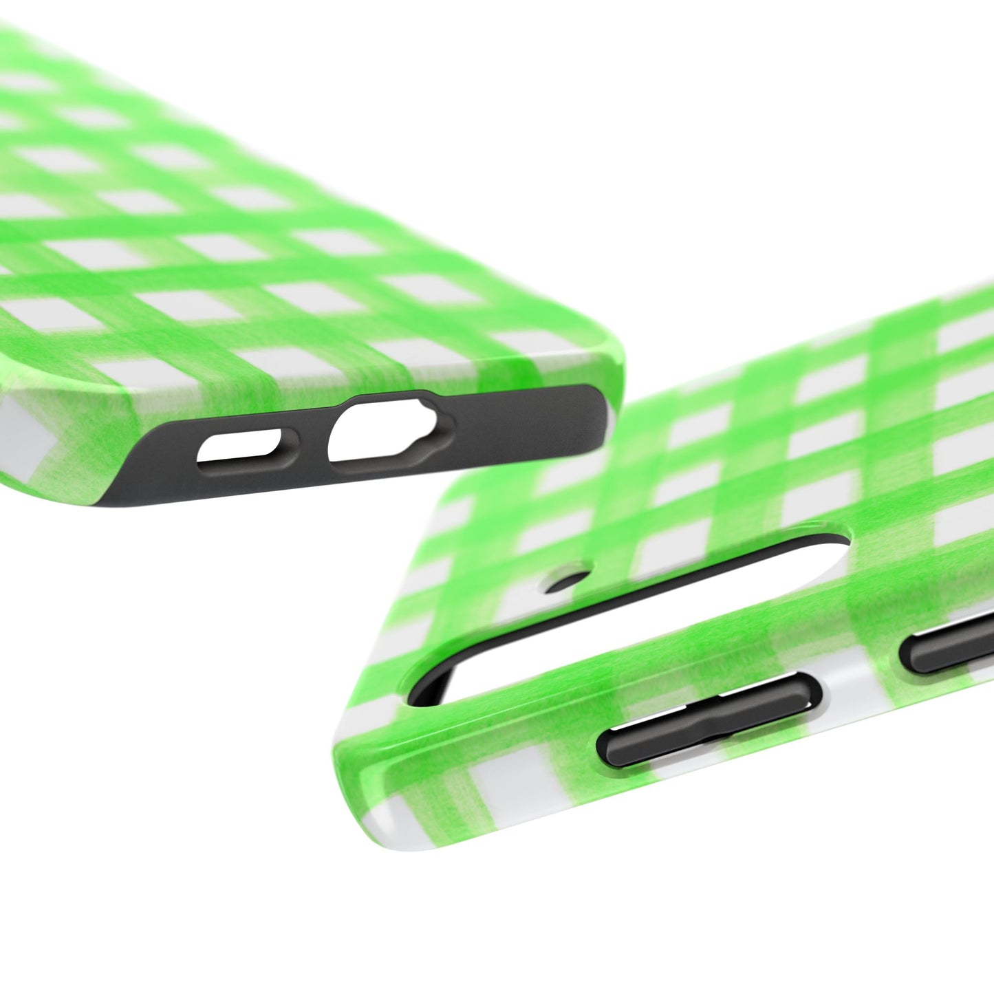 Lime Green Gingham Watercolor Illustrated Tough Phone Case | Various Models Available