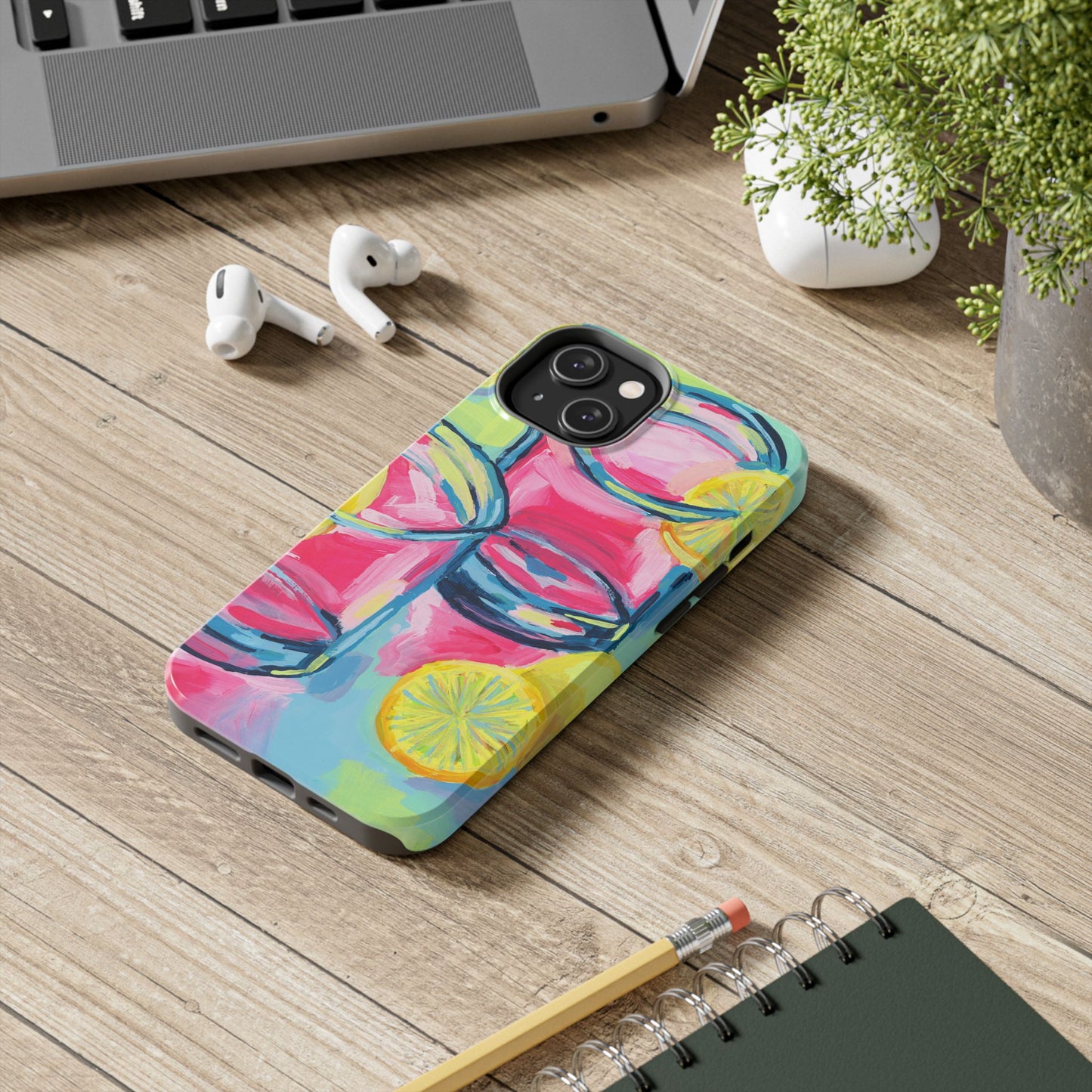 Pink Lemonade Abstract Acrylic Cocktails Tough Phone Case | Various Models Available