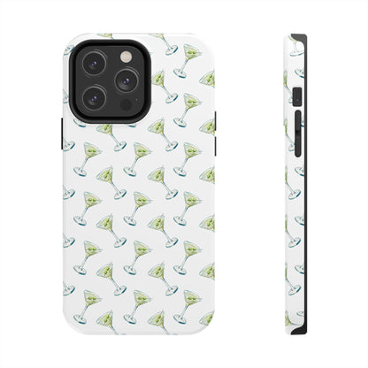 Martini Watercolor Illustrated Tossed Pattern Tough Phone Case | Various Models Available iPhone 14 Pro Max