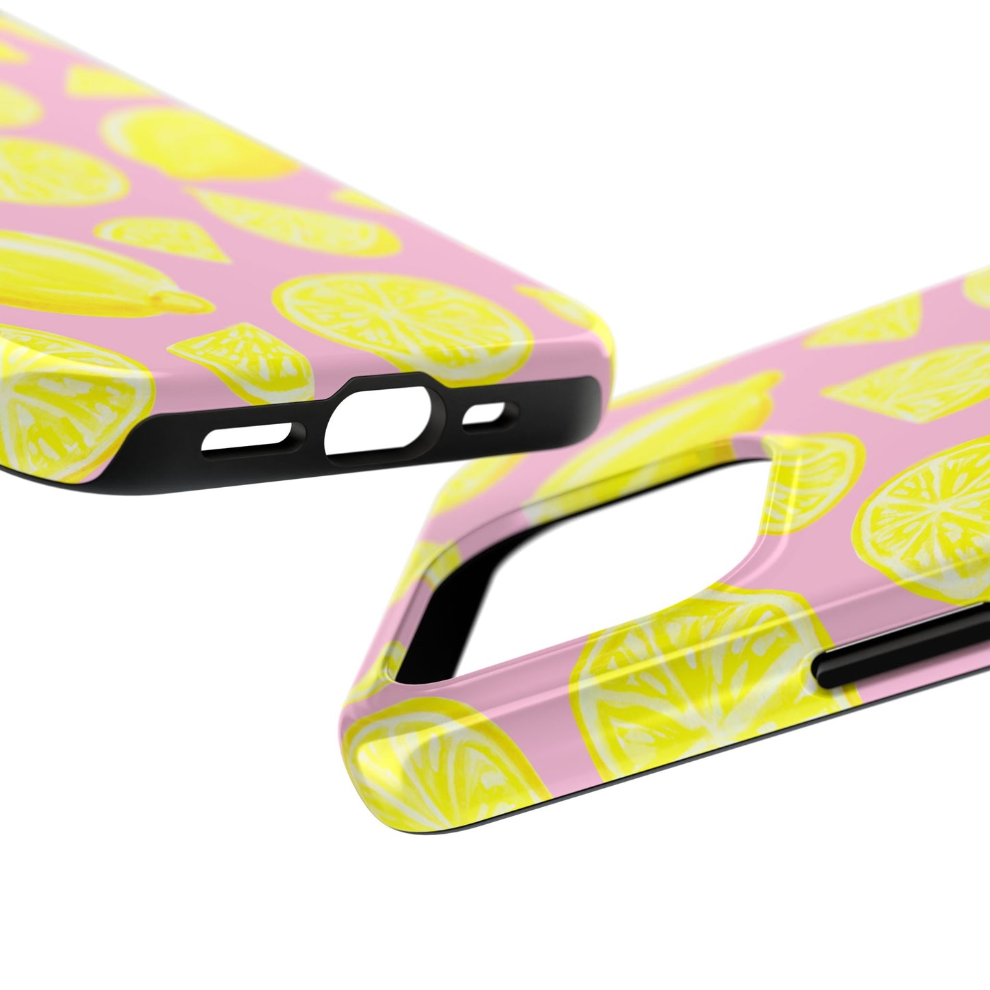 Bright Yellow Lemons Watercolor Illustrated Tossed Pattern Light Pink Tough Phone Case | Various Models