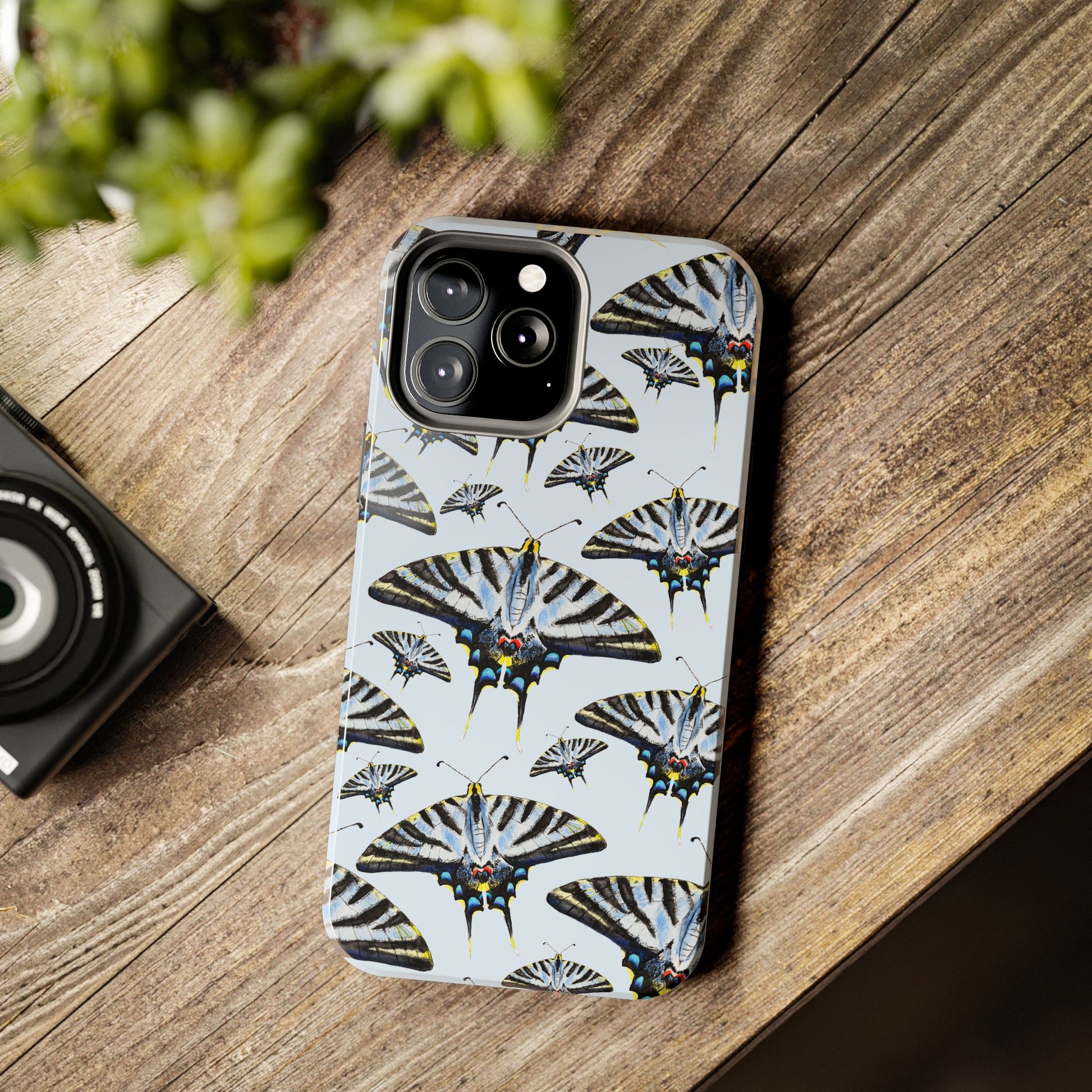 Light Blue Swallowtail Butterflies Watercolor Illustrated Pale Blue Tough Phone Case | Various Models