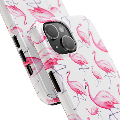 Hot Pink Flamingos Watercolor Illustrated Tossed Pattern Phone Case | Various Models