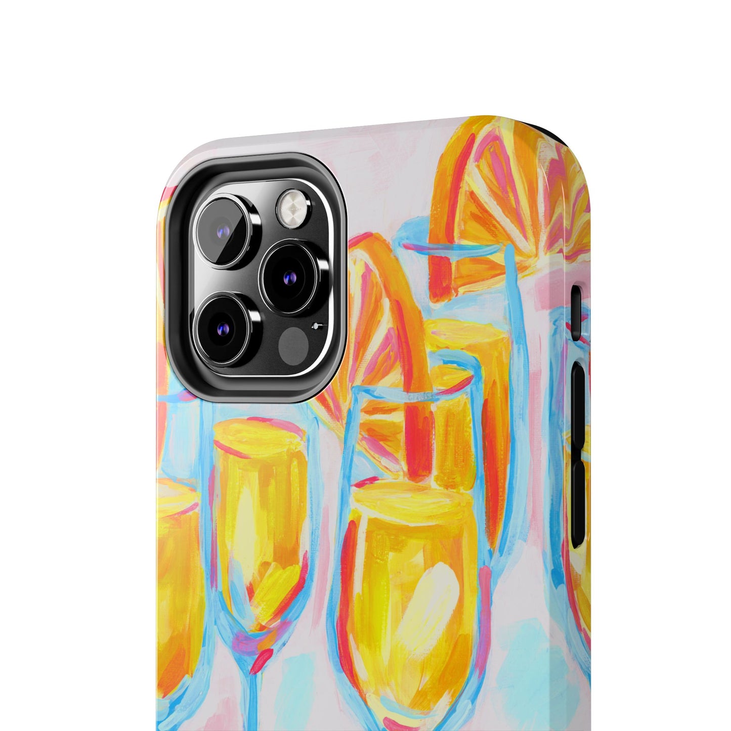 Pink Orange Mimosas Blue Champagne Flutes Abstract Acrylic Tough Phone Case | Various Models