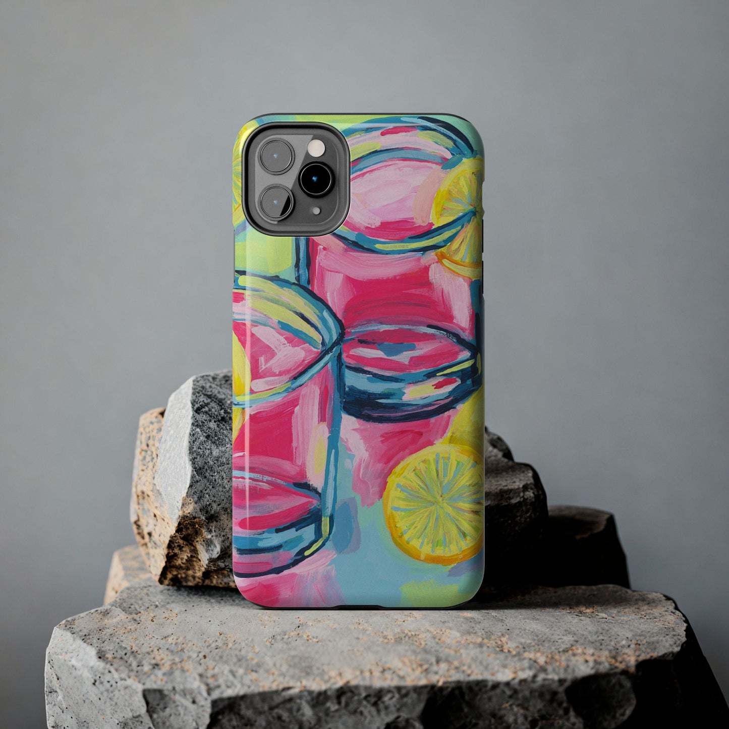 Pink Lemonade Abstract Acrylic Cocktails Tough Phone Case | Various Models Available