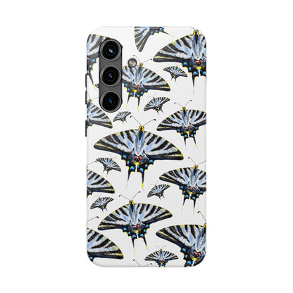 Light Blue Swallowtail Butterflies Watercolor Illustrated Pale Blue Tough Phone Case | Various Models Samsung Galaxy S24