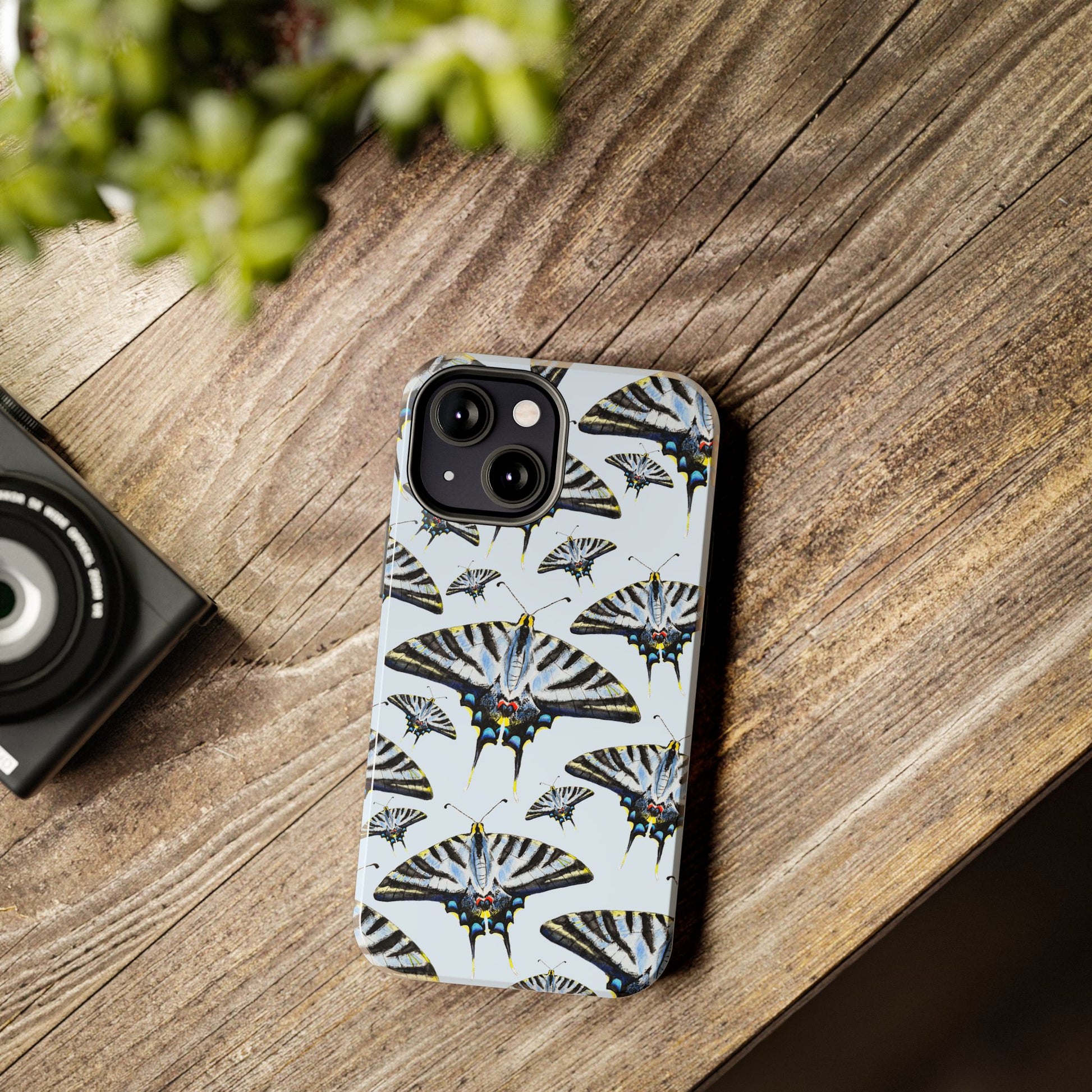 Light Blue Swallowtail Butterflies Watercolor Illustrated Pale Blue Tough Phone Case | Various Models