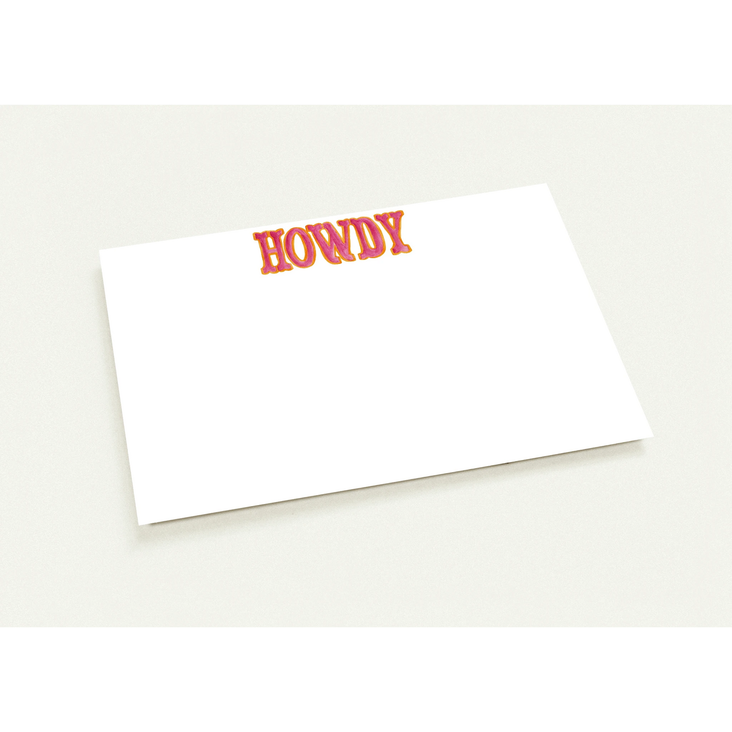 Howdy Watercolor Illustrated Flat Notecards | Set of 10 Cards & Envelopes | 4 Colors | 2 Sizes