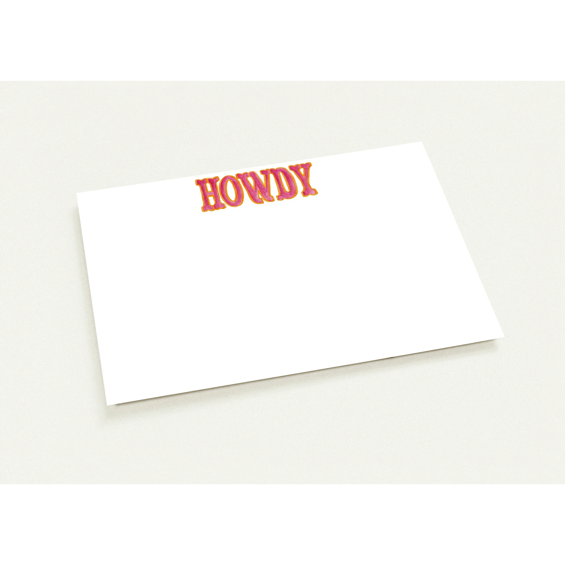 Howdy Watercolor Illustrated Flat Notecards | Set of 10 Cards & Envelopes | 4 Colors | 2 Sizes