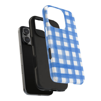 Blue Gingham Watercolor Preppy Tough Phone Case | Various models