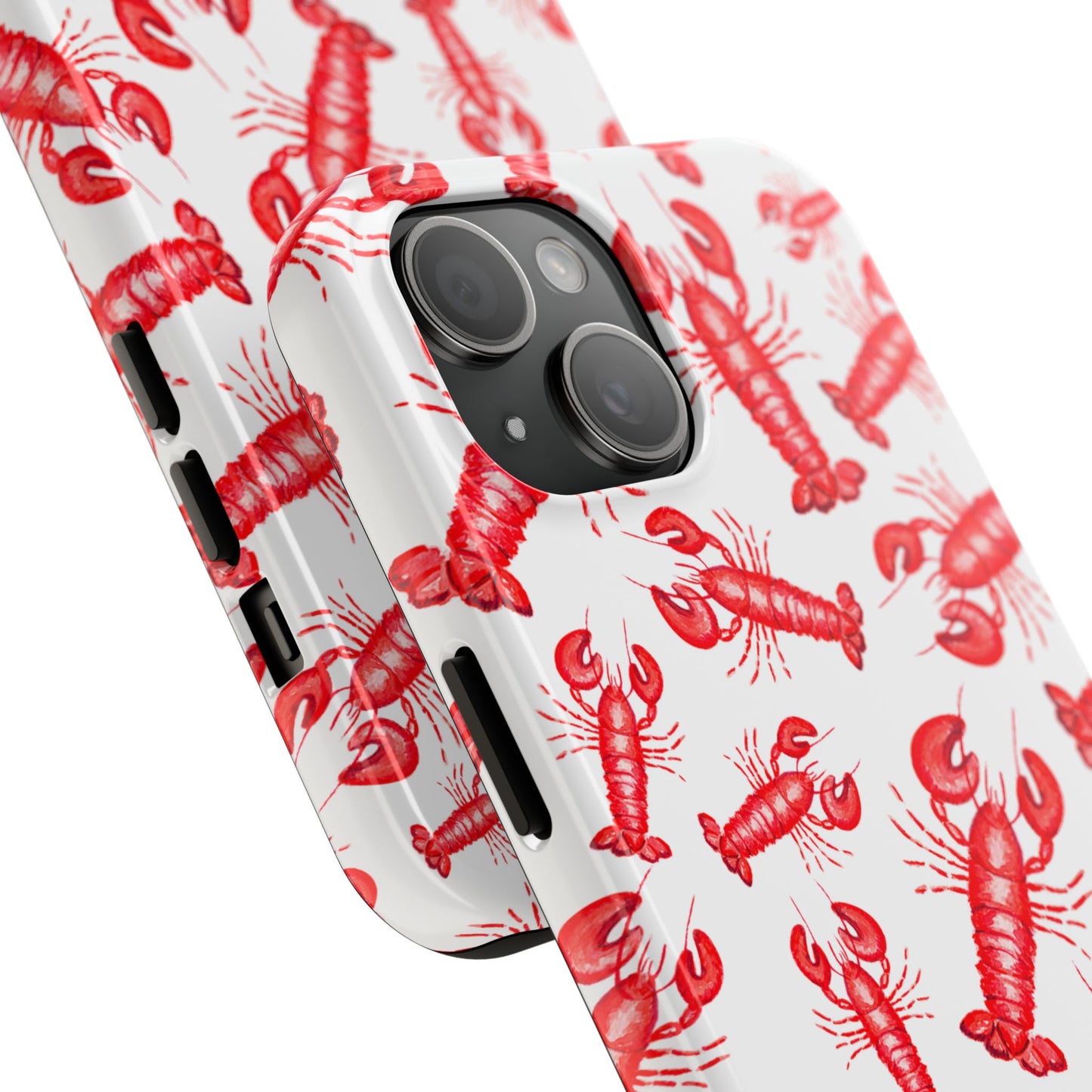 Watercolor Red Lobster Coastal Illustrated Patterned Tough Phone Case | Various Models