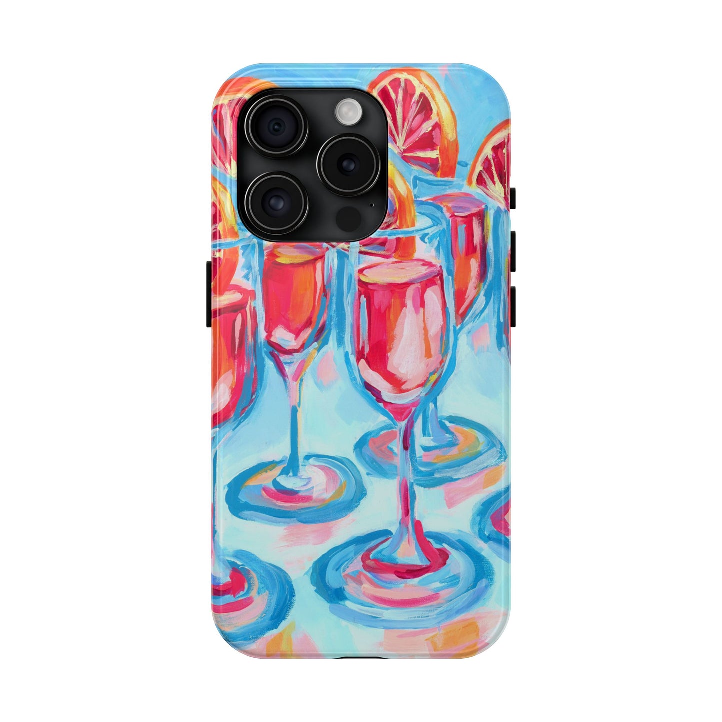 Pink Blood Orange Mimosas Blue Champagne Flute Acrylic Tough Phone Case | Various Models Available