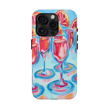 Pink Blood Orange Mimosas Blue Champagne Flute Acrylic Tough Phone Case | Various Models Available