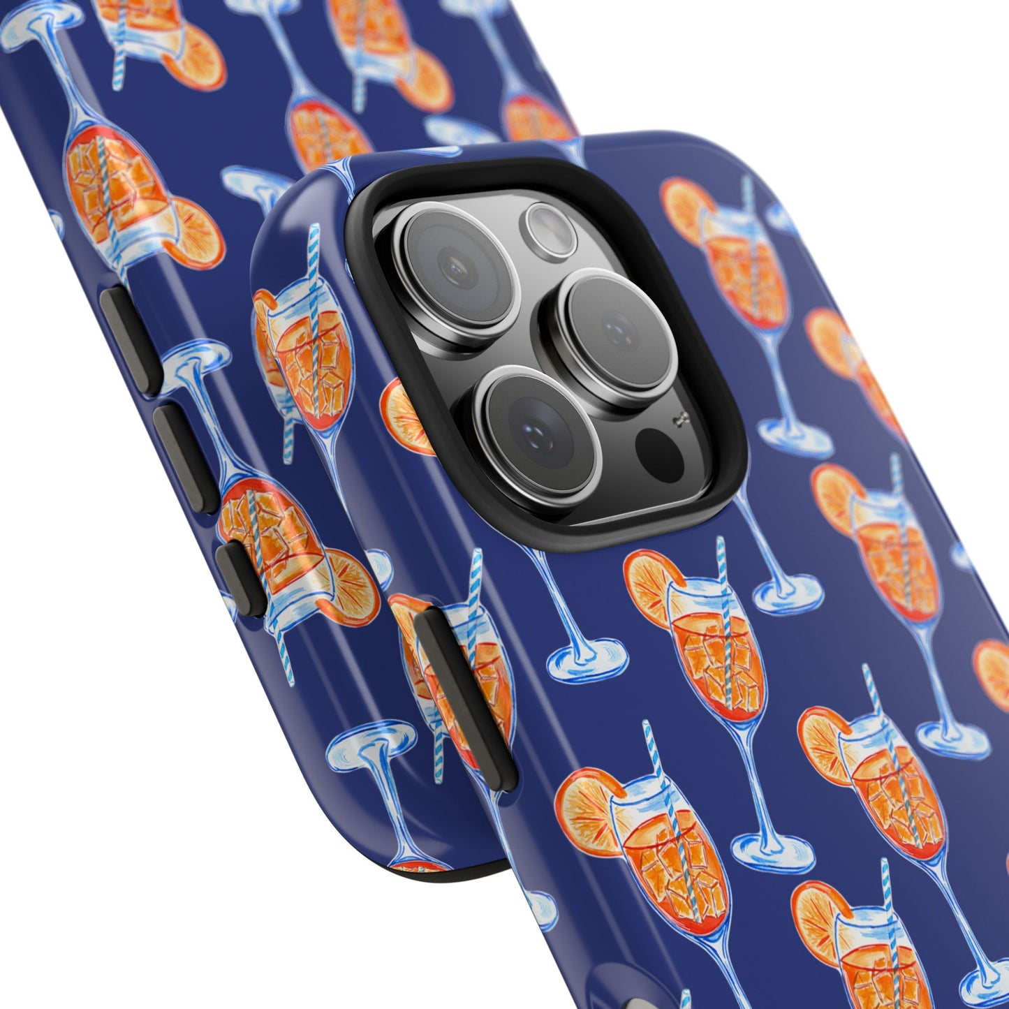 Orange & Blue Aperol Spritz Watercolor Pattern Navy Tough Case | Various Models