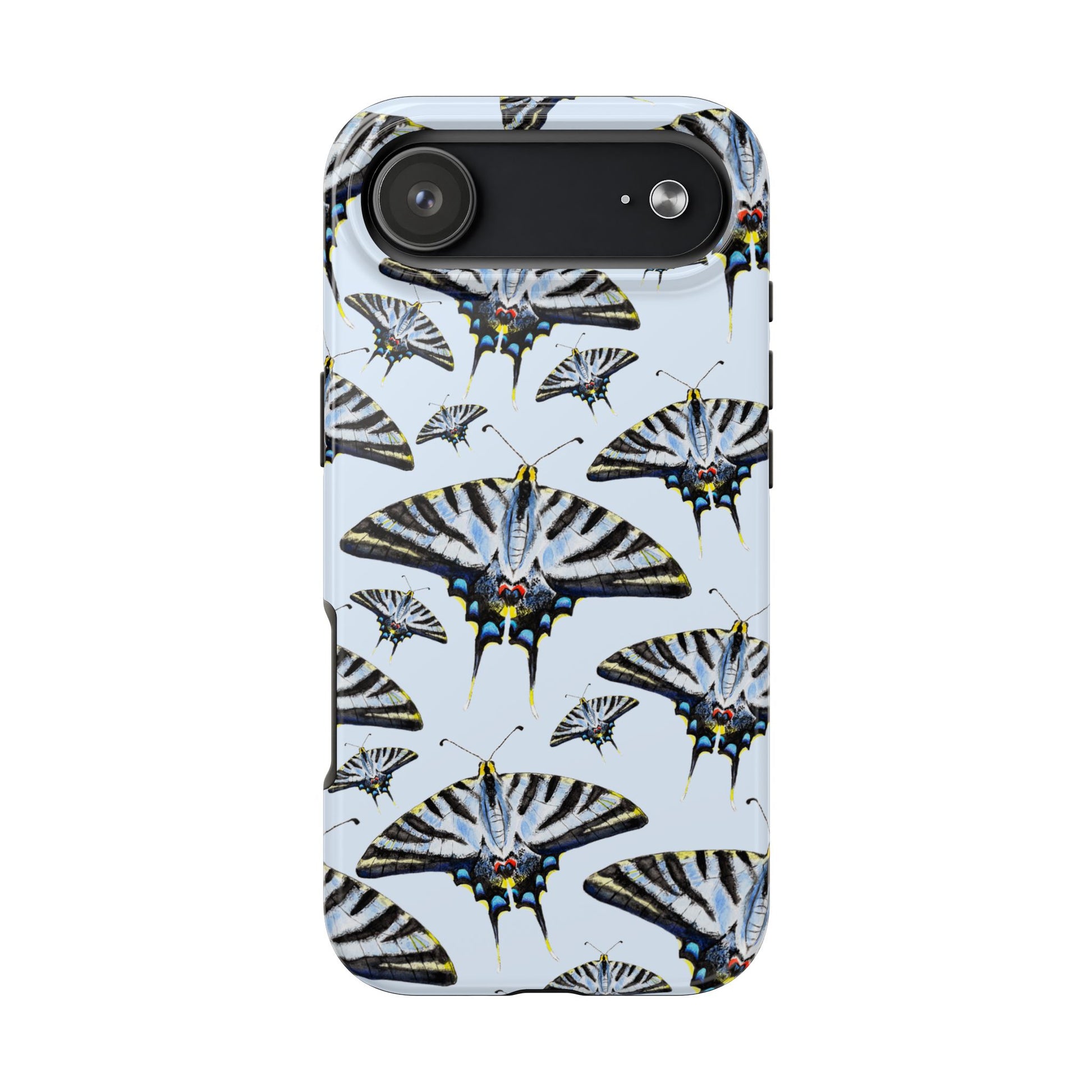 Light Blue Swallowtail Butterflies Watercolor Illustrated Pale Blue Tough Phone Case | Various Models iPhone 17 Air