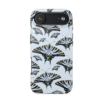 Light Blue Swallowtail Butterflies Watercolor Illustrated Pale Blue Tough Phone Case | Various Models iPhone 17 Air