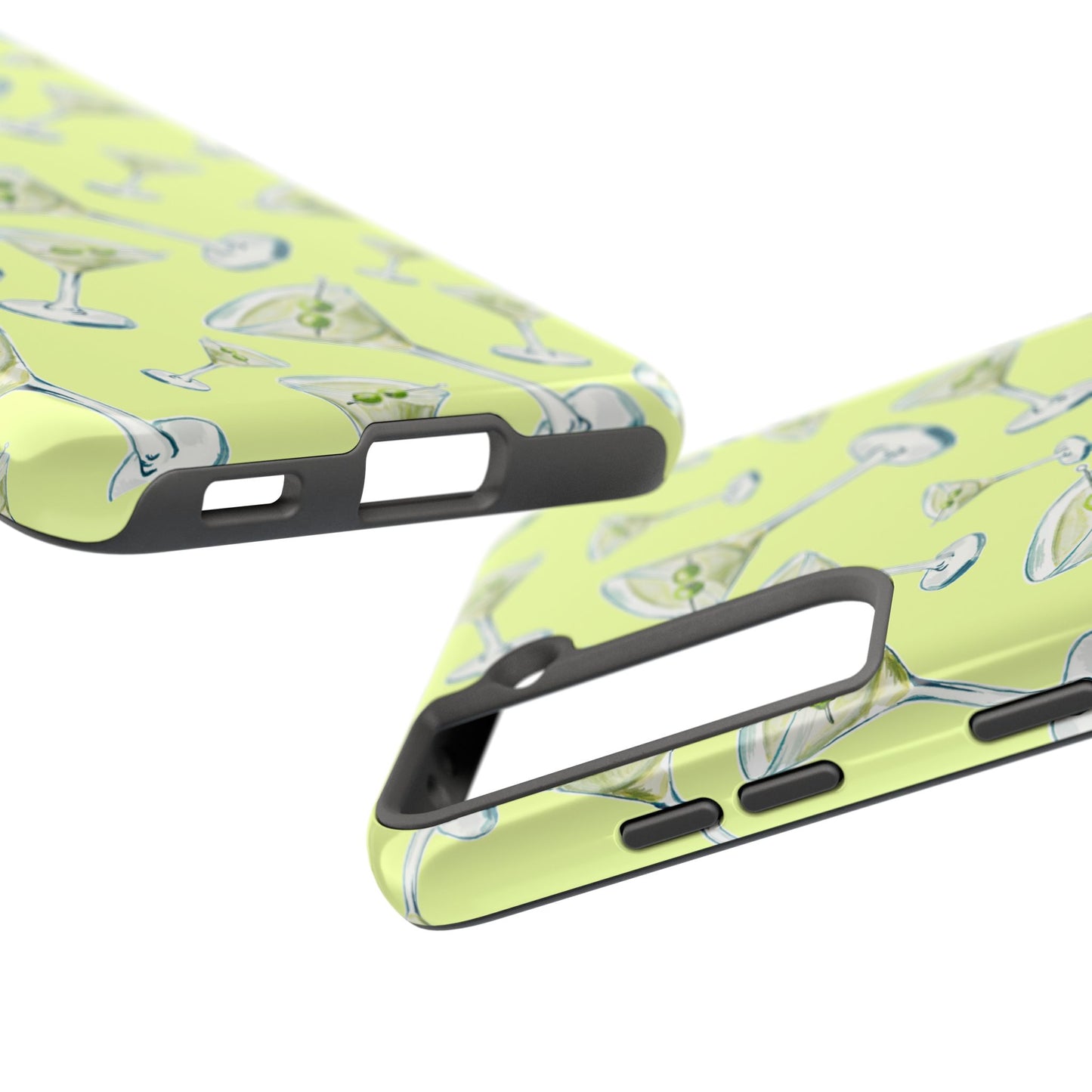 Watercolor Blue and Green Martinis Tossed Illustrated Pattern Yellow Tough Phone Case | Various Models