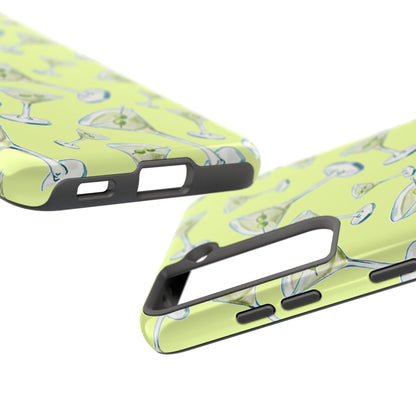 Watercolor Blue and Green Martinis Tossed Illustrated Pattern Yellow Tough Phone Case | Various Models