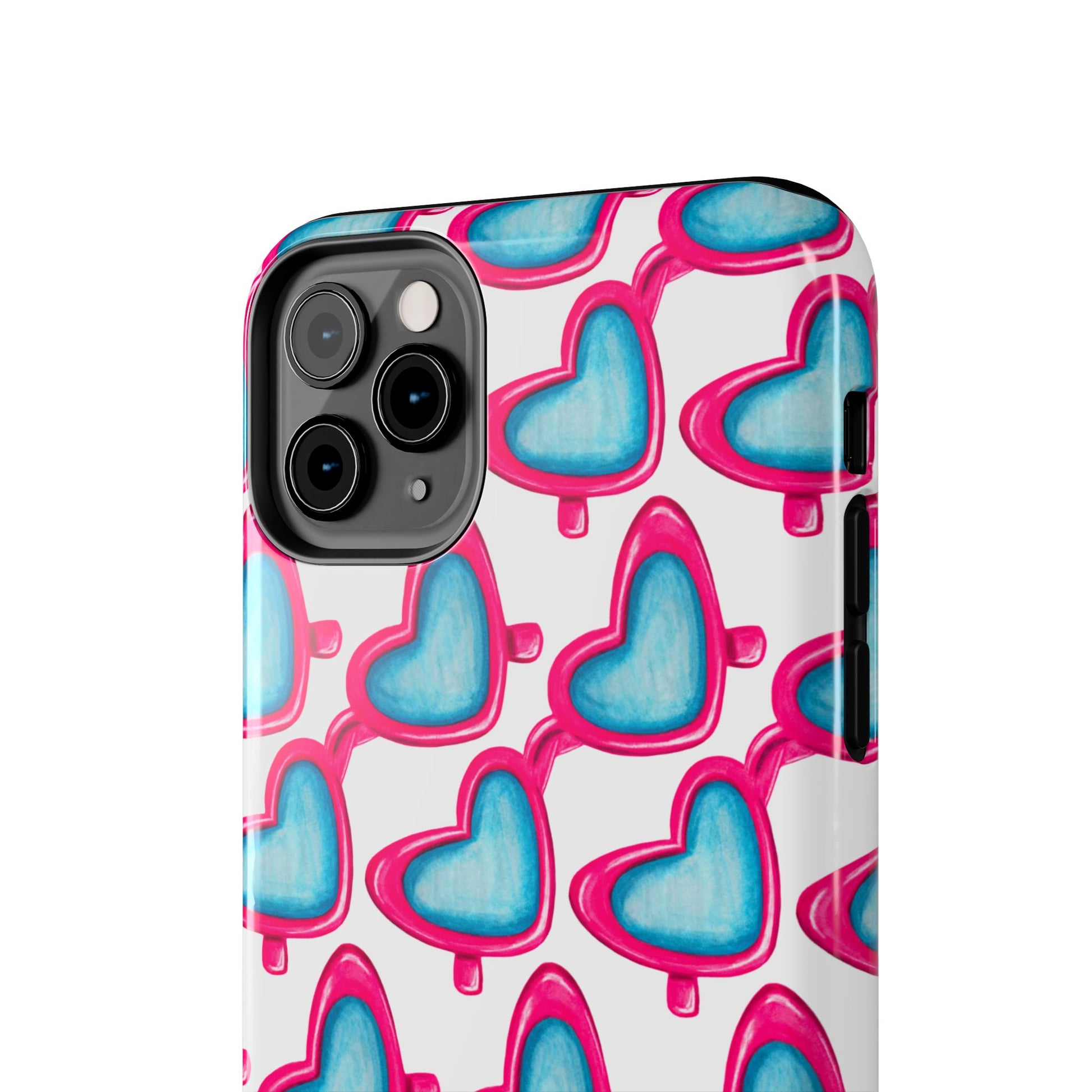 Pink Heart Shaped Sunglasses Watercolor Illustrated Tough Phone Case | Various Models