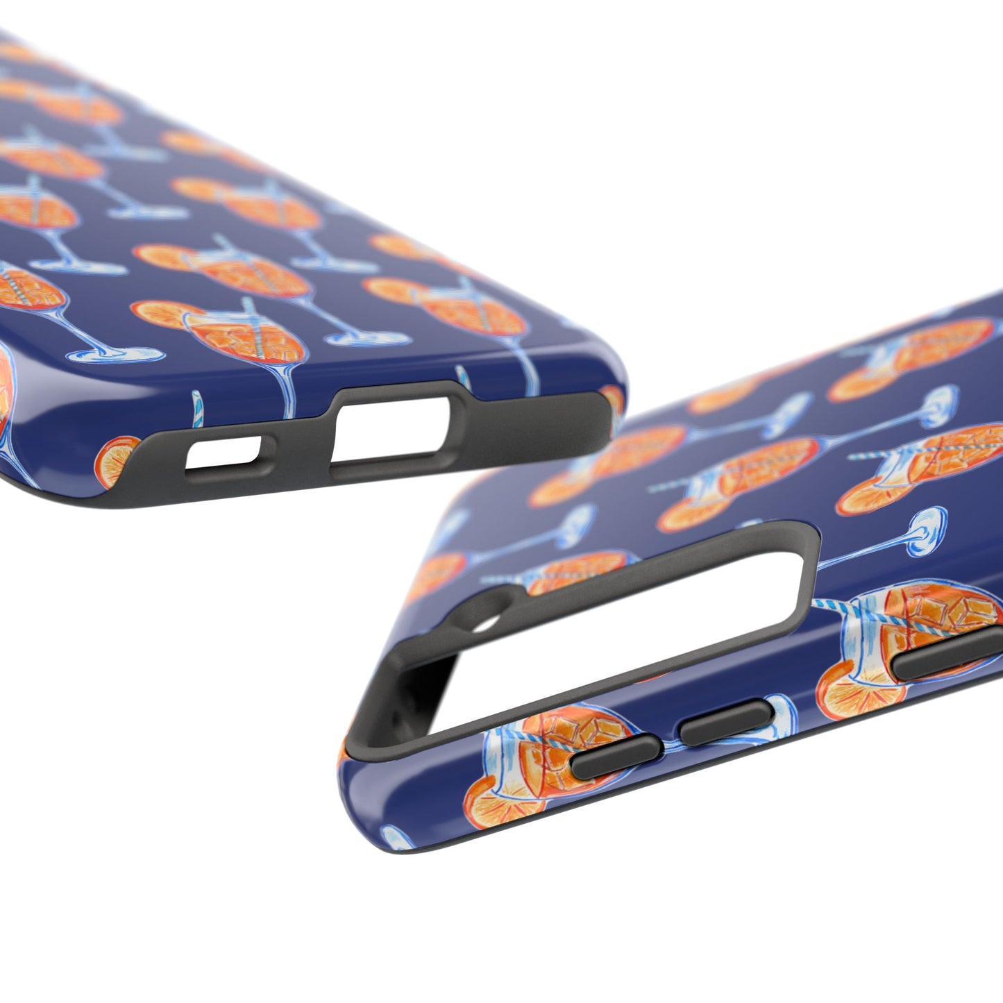 Orange & Blue Aperol Spritz Watercolor Pattern Navy Tough Case | Various Models