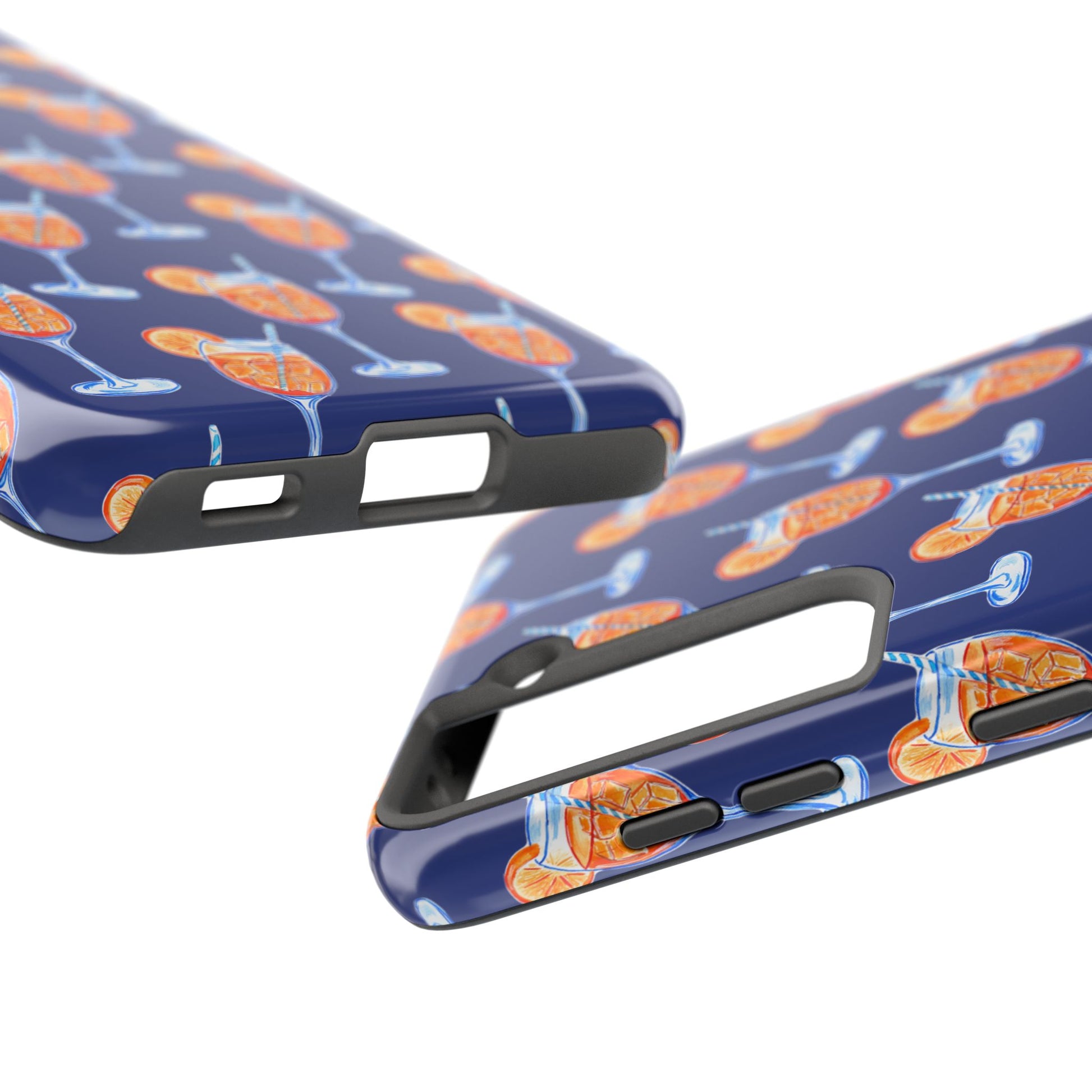 Orange & Blue Aperol Spritz Watercolor Pattern Navy Tough Case | Various Models