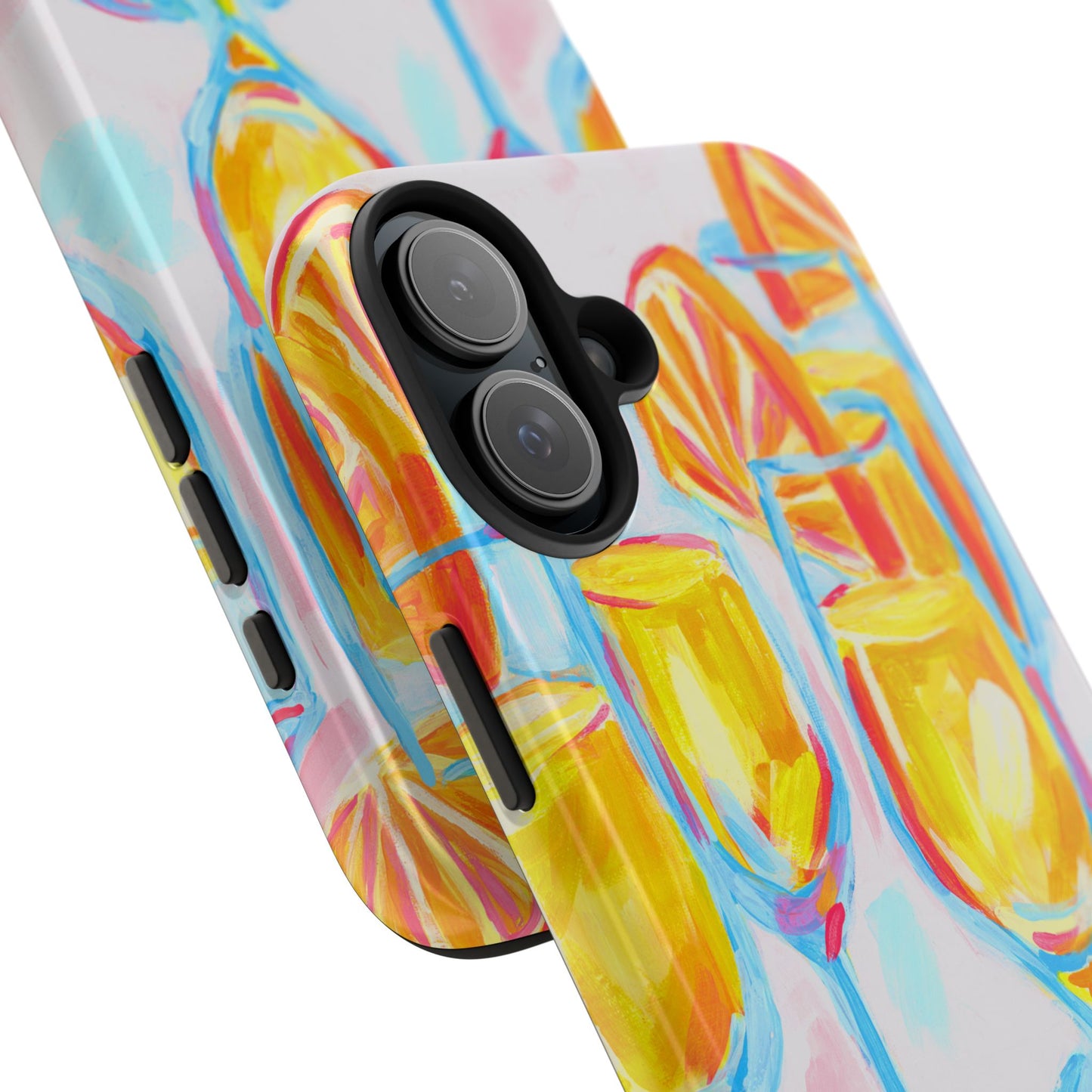 Pink Orange Mimosas Blue Champagne Flutes Abstract Acrylic Tough Phone Case | Various Models