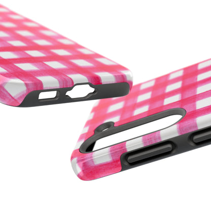 Hot Pink Gingham Watercolor Preppy Tough Phone Case | Various models