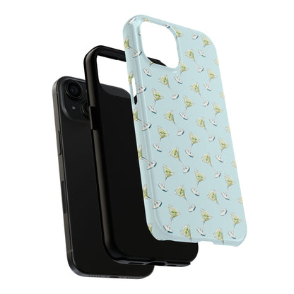 Blue Mini Martini Watercolor Illustrated Tossed Pattern Tough Phone Case | Various Models Available