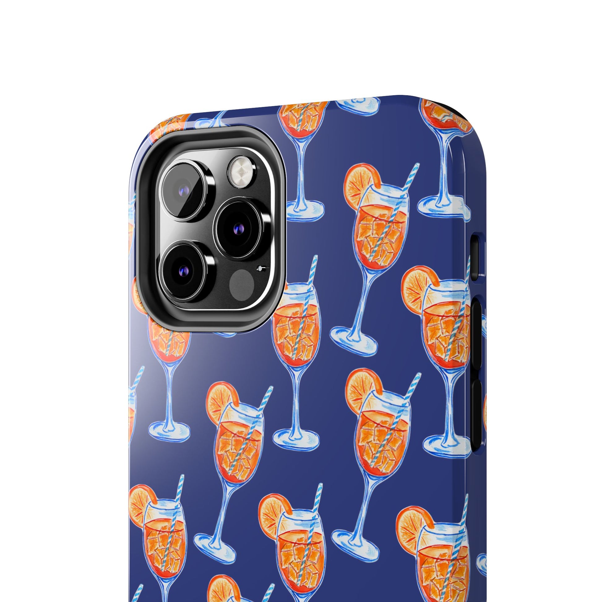 Orange & Blue Aperol Spritz Watercolor Pattern Navy Tough Case | Various Models