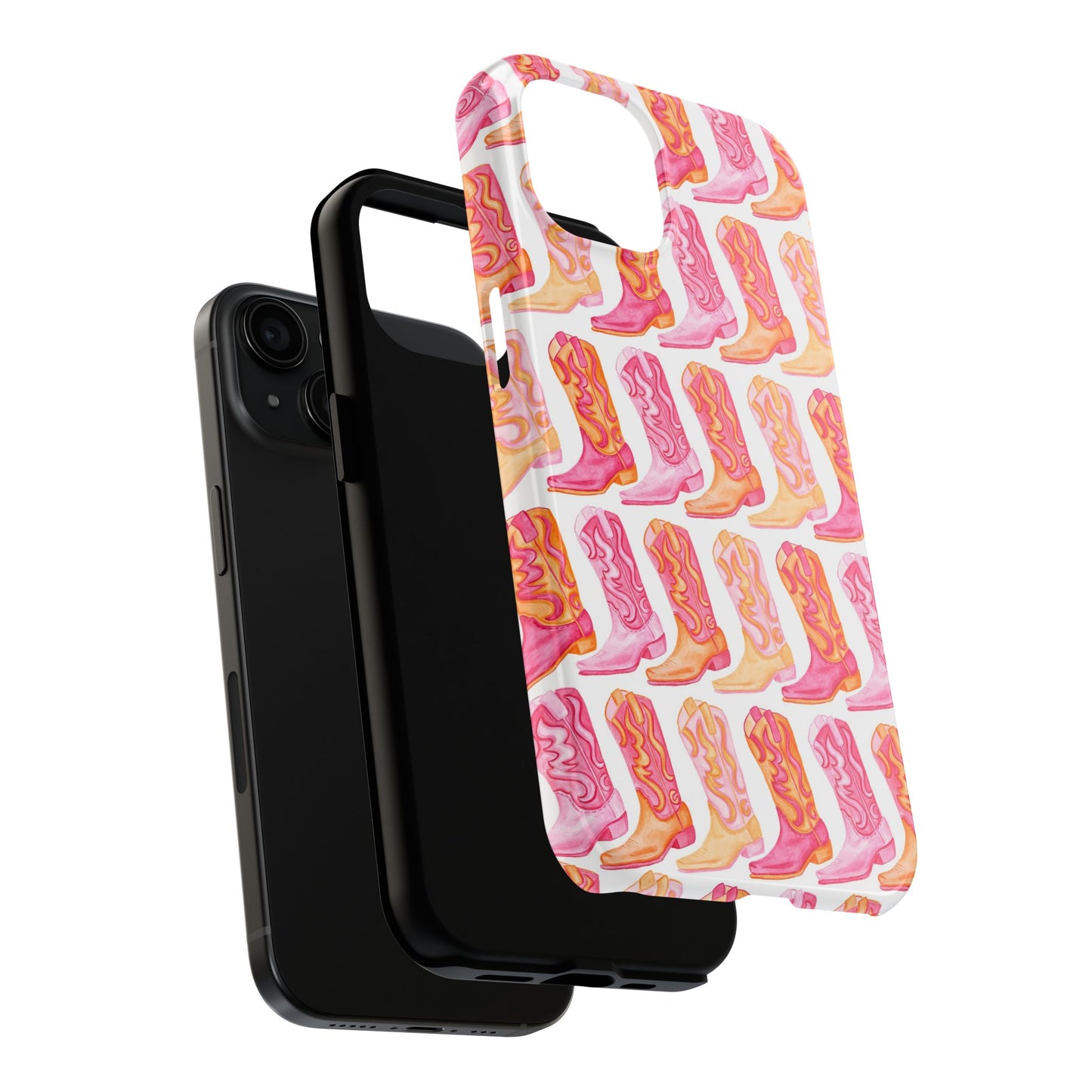 Rows of Hot Pink & Orange Cowboy Boots Tough Phone Cases | Various Models Available