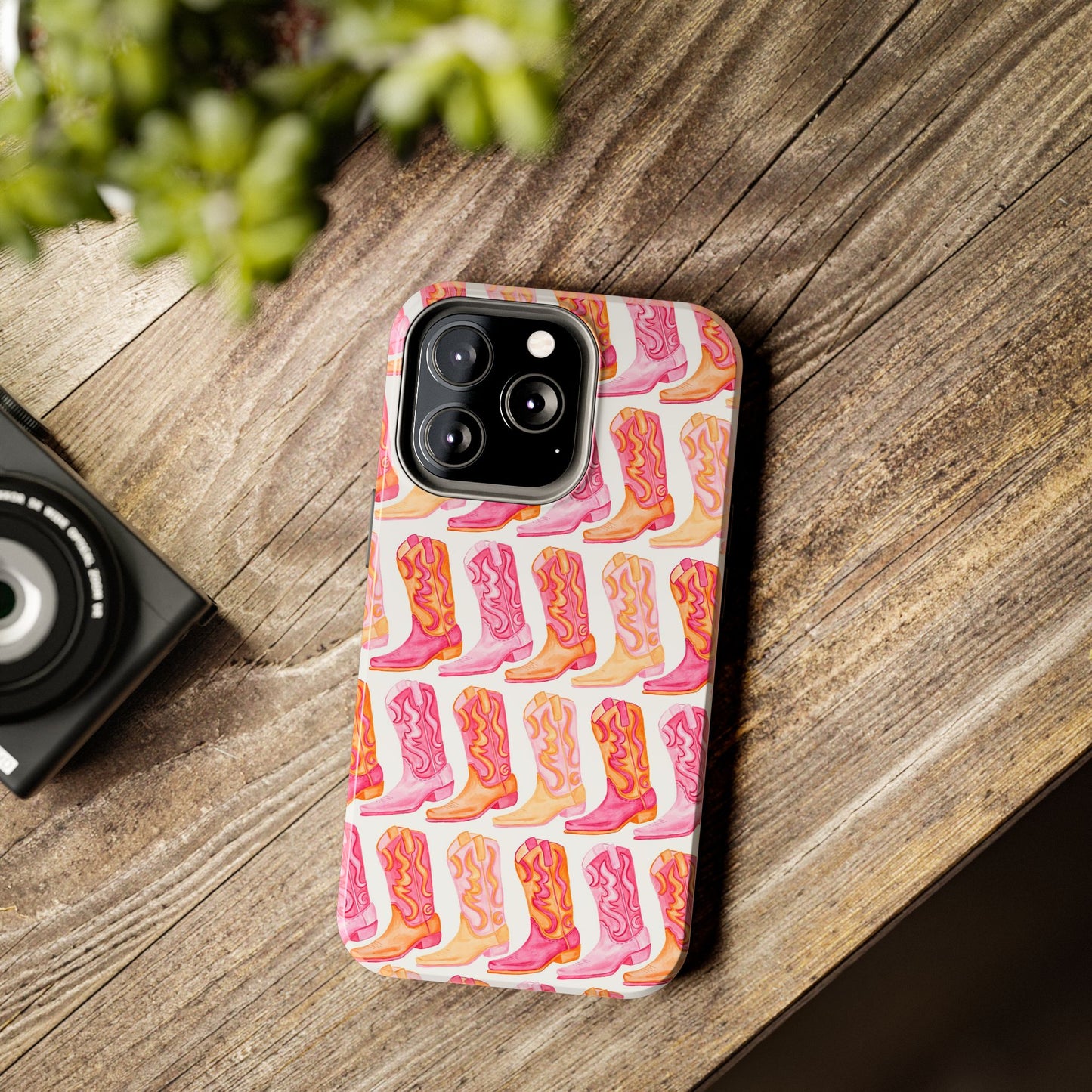 Rows of Hot Pink & Orange Cowboy Boots Tough Phone Cases | Various Models Available