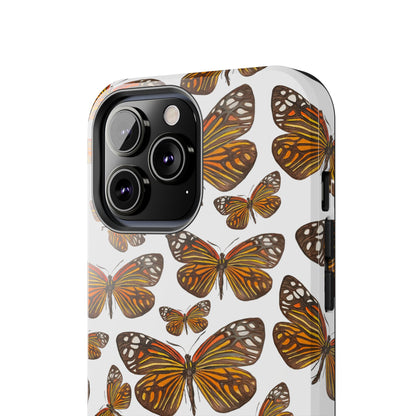 Black & Orange Butterfly Watercolor Illustrated Tossed Pattern Tough Phone Case | Various Models
