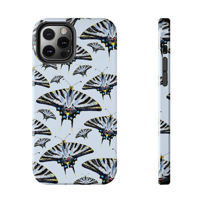 Light Blue Swallowtail Butterflies Watercolor Illustrated Pale Blue Tough Phone Case | Various Models iPhone 12 Pro