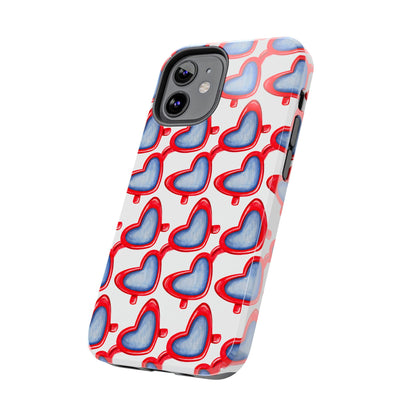 Red Heart Shaped Sunglasses Watercolor Illustrated Tough Phone Case | Various Models