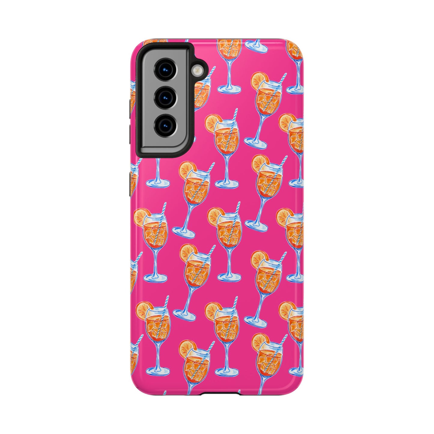 Orange & Blue Aperol Spritz Watercolor Pattern Hot Pink Phone Case | Various Models Samsung Galaxy S21
