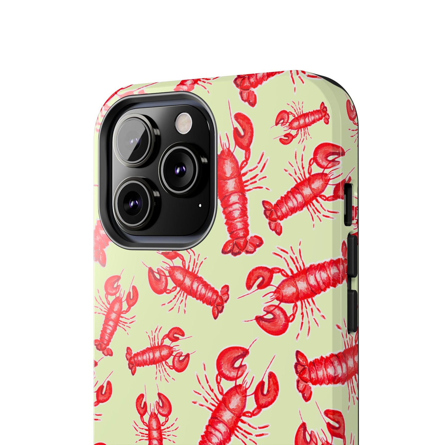 Red Lobster Watercolor Illustrated Tossed Pattern Light Yellow Tough Phone Case | Various Models
