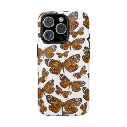 Black & Orange Butterfly Watercolor Illustrated Tossed Pattern Tough Phone Case | Various Models iPhone 16 Pro
