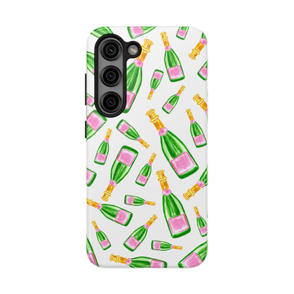 Copy of Tossed Pink and Green Watercolor Illustrated Champagne Bottles Pattern Tough Phone Case | Various Models